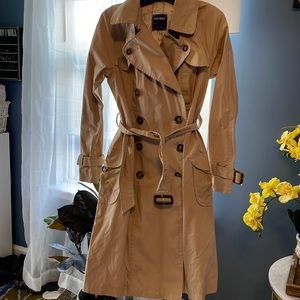 Double Breasted Khaki Trench Coat Lined with Belt XS